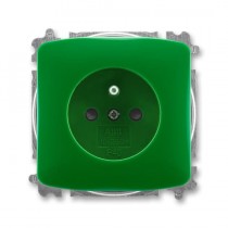 5519A-A02357 Z  Zásuvka jednonásobná s ochranným kolíkem, s clonkami, zelená